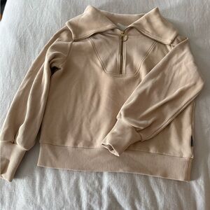 Varley Beige Quarter-Zip Sweater